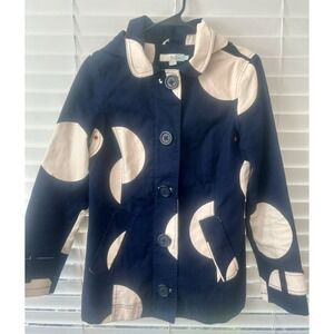 Boden Natural Wells Waterproof Navy Geometric CircleHooded Raincoat Rain jacket